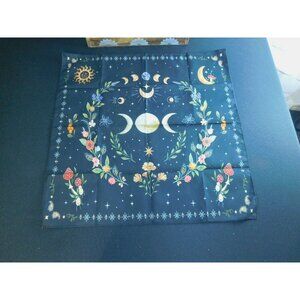 Celestial Moon Phase Altar Cloth 19" Square for Tarot Divination Starry Night De